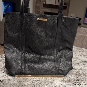Saks Fifth Avenue Black Textured Tote Bag